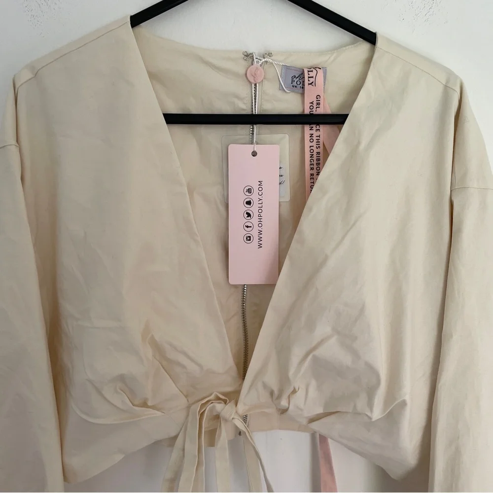 Oh Polly Plunge Neck Wrap Top Ivory Size 14 BNWT - Picture 10 of 10